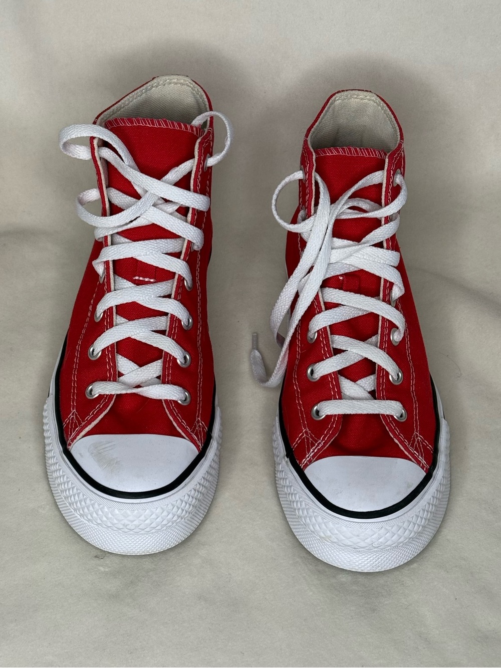 Converse Kids Red High-Top Canvas Sneakers with White Laces
